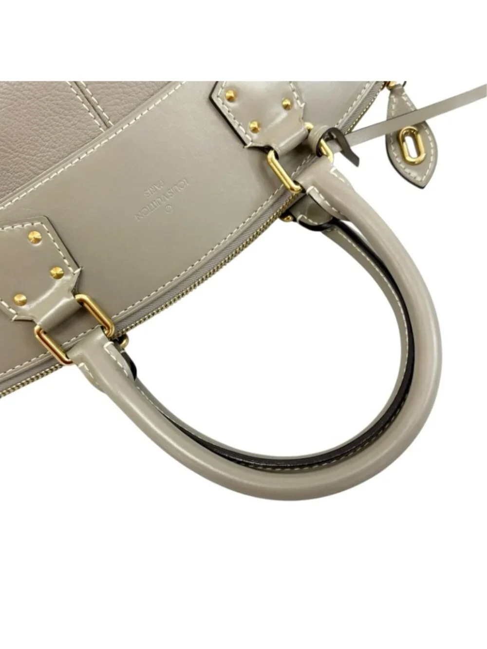 Louis Vuitton Lockit PM Handbag Leather Gray Suhali